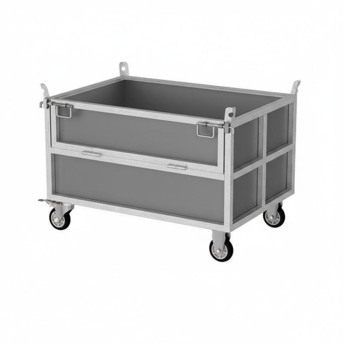 Heavy-Duty Wheeled Transport Hand Truck Reinforced Structure Wheeled Metal Container High Load Capacity Rolling Trolley 360° Rotating Wheels for Warehouse Workers, Logistics Personnel, Factory Personnel, Workshop, Garage, Distribution Center, Moving