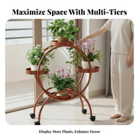 Movable with Wheels Multi-Tier Plant Stand Large Capacity Multi-Layer Planter Rack Decorative Rolling Plant Shelf Easy Installation for Balcony, Living Room, Indoor, Patio