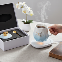 Ceramic Couple Coffee Mug Gift Set with Heart Design, 400ml