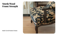 French design Floral high-spine Armchair sturdy Wood Legs Accent Chair High spine Support Household Furniture Plush Cushioning for Readers, Interior Decorators, Homeowners, Living Room, Bedroom, perusing corner, Home Office