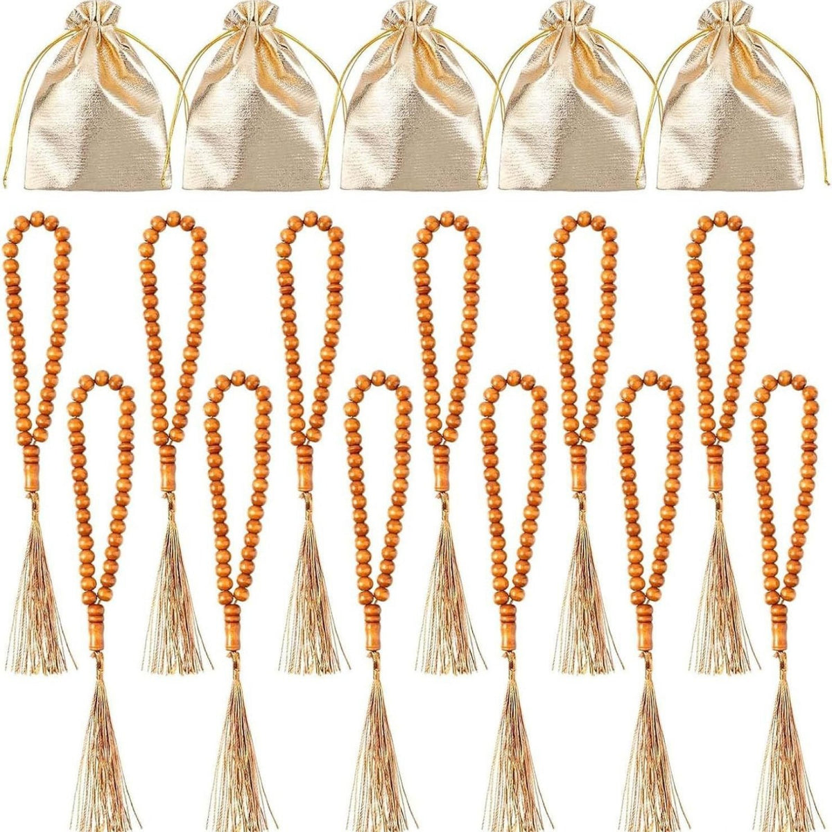12 Sets Gift Set Wooden Prayer Beads Lightweight Wooden Mala Bracelet Calming Spiritual Jewelry Grounding for Meditation