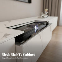 Short-Throw Display Device Console 3D Fog-Producing Effect Retractable Display Device TV Stand Voice-Activated Smart Fireplace Media Cabinet