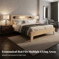 Solid Wood Foundation Bed Sturdy & Sturdy Wooden Foundation Bed Heavy Duty for Renters, Students, Apartment, Guest Room, Dormitory