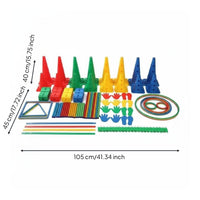 114 Pieces Physical Activity Preschool Gym Play Set Multifunction Kids Fitness Equipment Set Colorful for Preschoolers, Kindergarten, Home
