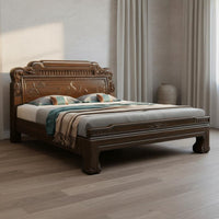 Classical Chinese Style Bed Mortise and Tenon Joinery Rosewood Foundation Bed Thickened Frame for Couples