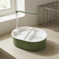 Green and White Parrot Bath Basin Rounded Rectangular Bird Shower Bath Integrated Side Support Parrot Bathtub Clear Tube