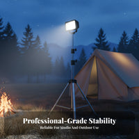 Foldable Design Telescopic Light Stand Sturdy Metal Construction Portable Work Light Stand Adjustable Photography Tripod for Street Vendors, Live Streamers, Content Creators, Night Market, Outdoor, On Location