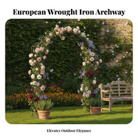 European Design Wrought Iron Garden Arch Stable Base Garden Arch Trellis Weather Resistant Climbing Plant Archway Weatherproof for Homestay Owners, DIY Enthusiasts, Courtyard, Pathway Entrance, Backyard, Holiday Decoration