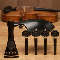 Violin Accessory Kit Complete Violin Tailpiece Tuning Pegs Chin Rest Fitting Set Easy to Install for Instrument Maintenance