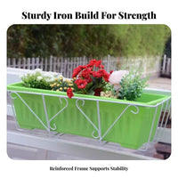 Space-Saving Design Hanging Planter Rack Easy to Install Rectangular Railing Planter Holder Sturdy hard-wearing Outdoor Fixture Adjustable fasteners for Gardeners, Apartment Dwellers, Homeowners