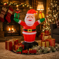 Smiling Inflatable Santa with Gift Boxes Festive Christmas Inflatable Giant Yard Decoration Lightweight for Porch