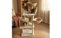 Multi-Level Cat Climber Woven-Look Multi Level Cat Climber Suspended Bowl Seat Climbing Frame