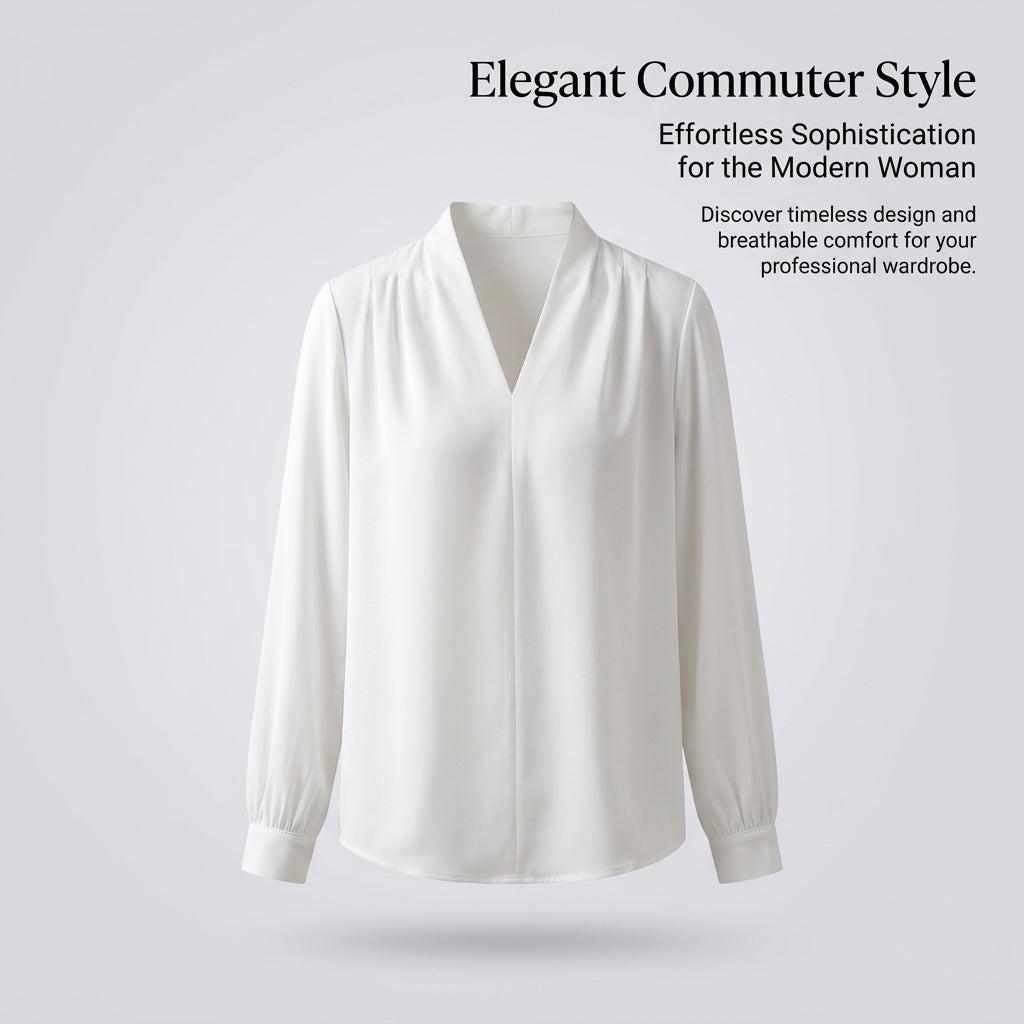Blouses for Women UK Long Sleeve Pullover Design, Wrinkle Resistant for Business Casual, Ladies Loose Fit Blouse with Pocket Detail