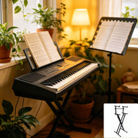 Double Keyboard Stand Sturdy Steel Two-Tier Keyboard Stand Non-Slip Feet Instrument Support for Studio