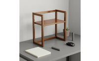 Space Saving Multi-Layer Storage Rack Easy Reach 2-Tier Desk Shelf Sturdy Construction 2-Tier Wooden Organizer Heavy Duty for Students, Dorm Room, Office, Kitchen