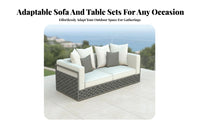 4 Pieces Nordic Design 4-Piece Rope-Woven Seating set Weather-withstandant Patio Conversation Set sturdy Frame Outdoor Furniture Soft paddings for Families, Homeowners, supportingyard, Porch, Balcony, waterfront area