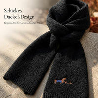 Korean Style Embroidered Dog Knitted Scarf for Women, Autumn/Winter Warm & Cold-Proof
