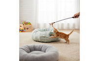 Built-in Toy Feline Tunnel Bed Soft Textile Collapsible Feline Play Tunnel Removable Cushion Pet Supplies for Cats, Kittens, Indoor