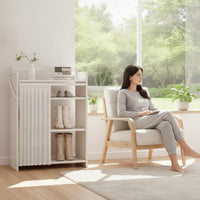No-Assembly Folding Shoe Storage Cabinet 4-Tier Shoe Cabinet with Curtain Space-Saving Furniture Slim for Minimalists