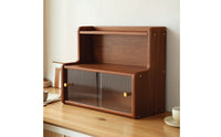 Stepped Cabinet with Sliding Doors L-Shaped Countertop Cabinet Translucent Furniture for Kitchen