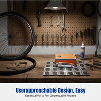 Tire Repair Patch Kit, Cold Patch Glue, Lever Bar, Abrasive Tool, Multi-Functional Set for Bike, Motorcycle, E-Bike