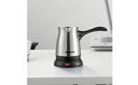 Stainless Steel Electric Coffee Pot Compact Electric Turkish Coffee Maker Portable Milk Heater Heat-Resistant for Students, Travelers, Small Kitchen, Office, Dorm Room