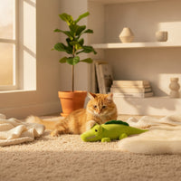 Stuffed Cat Toy Batterybattery-Less Stuffed Crocodile Wind-up Toy Moving Interactive for Cats, Indoor Play