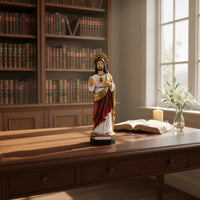 Mini Resin Jesus Figurine Hand-Painted Look Jesus Figurine Gift Religious Decor for Christians, Catholics, Desk, Shelf, Church, Altar