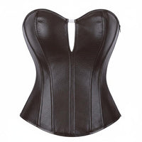 Zipper Side Leather Bustier Faux Leather Corset for Clubbing