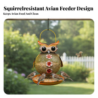 Squirrel-Resistant Owl-Shaped Dispenser Attracts Various Birds Hanging Owl Dispenser Mesh Body Bird Feeder for Gardeners, Nature Lovers, Homeowners, Patio, Backyard, Outdoors, Front Porch