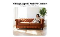 plush fabric Upholstery Tufted 3-Seater Couch Retro Design 3-Seater Couch Small Apartment space-conscious Sofa High-Resilience Foam for Homeowners, Families, Students, Home, Lounge Area, Bedroom, Office