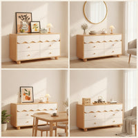 Wood Storage Cabinet with Drawers Wooden Sideboard with Drawers Sturdy Wooden Sideboard Buffet Cabinet for Apartment Dwellers, Living Room
