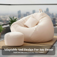Removable Cover Single Person Lounger Washable Convertible Lounger Soft Feel Bean Bag Ergonomic Support for Students, Adults, Gamers, Bedroom, Balcony, Dorm Room, Bay Window