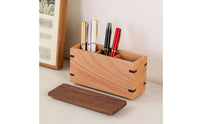Wooden Storage Box Natural Desktop Storage Box Compact for Workspace
