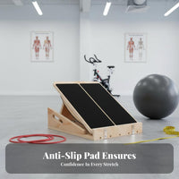 Wooden Slant Board with Handle Anti-Slip Adjustable Incline Board Slanted Calf Stretcher for Fitness Enthusiasts, Athletes, Home Gym