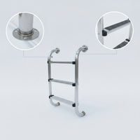 304 Stainless Steel Swimming Pool Ladder with Handrail Heavy Duty 3-Step Pool Ladder Easy to Install Hardware Long-Lasting