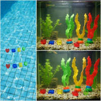 19 Pieces Pool Diving Rings Easy to Easy to See Diving Rings Upright Toy Seaweed for Kids, Beginners
