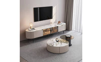 2 Pieces Round Coffee Table Modern Coffee Table Set Minimalist Nesting Tables for Living Room, Lounge