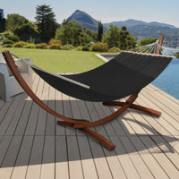 Hammock Chair with Stand Freestanding Hanging Chair with Stand Wooden Hanging Lounger with Frame for Adults, Balcony, Garden, Backyard