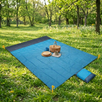 Picnic Blanket and Waterproof Mat for Outdoor Seating, Large Sandproof Beach Blanket with Stakes, Portable Camping Mat for Hiking, Quick Dry