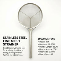 Fine Mesh Strainer Spoon, Stainless Steel Kitchen Sieve, Food Strainer for Home Kitchen Use, Oil Strainer, Metal Sieve for Cooking