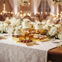 7 Pieces Gold Display Riser Set Nestable Design Acrylic Cube Display Stand Nesting Riser Set Multifunctional Reusable for Party