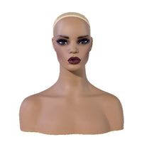 Mannequin Bust PVC Mannequin Head with Shoulders Female Display Head for Salons