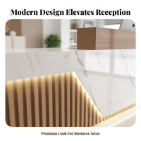 Enamel Coating Finish Front Desk Sturdy Construction Modern Reception Desk Heavy Duty Commercial Counter Table for Receptionists, Lobby, Hotel
