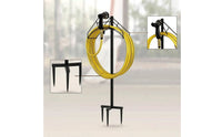 Freestanding Garden Hose Holder Heavy Duty Metal Hose Holder with Nozzle Bracket Powder Coated for Gardeners, Yard, Patio