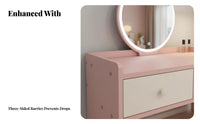 Nordic Inspired Vanity Set with Mirror and Storage Space-Saving space-efficient Vanity with Round Mirror Modern Design Dressing Table Minimalist design for Apartment Dwellers, Students, Teenagers, Bay area Area, Small Spaces