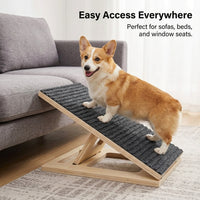 Dog Steps for Bed and Sofa with Wooden Stair Design, Pet for Small and Dachshunds, Low Angle Ramp for Indoor Use, Sturdy Support