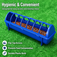 Blue Flip-Top Chicken Feeder, Anti Spill Poultry Feeder with Lid, Easy Clean Chick Feeder for Hens Backyard Feeder