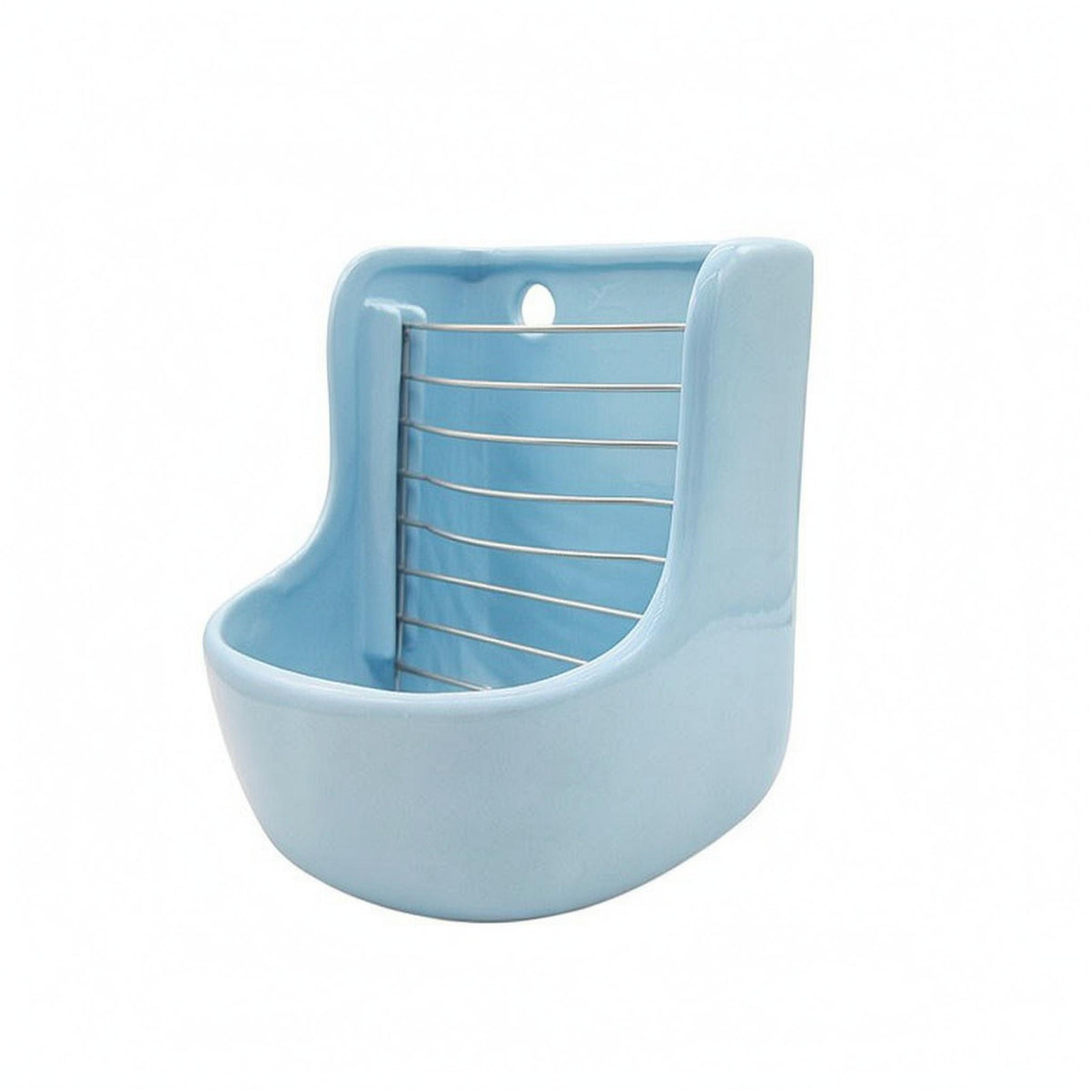 Metal Divider Hay and Feed Dish Glazed Ceramic Hay Rack Two-in-onePurpose Grass Rack with Basin Horizontal Rods