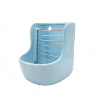 Metal Divider Hay and Feed Dish Glazed Ceramic Hay Rack Two-in-onePurpose Grass Rack with Basin Horizontal Rods